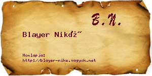 Blayer Niké névjegykártya